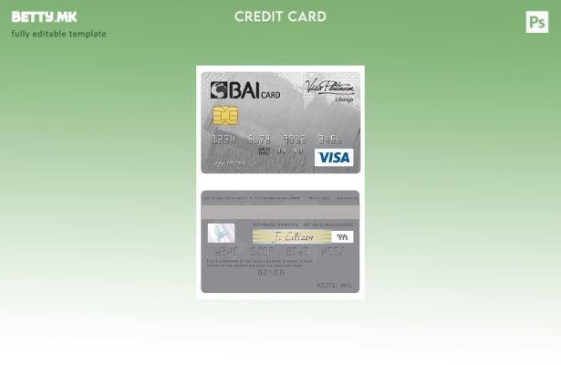 Модерен стил Шаблон за картичка за виза платина на банката Ангола Баи